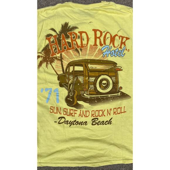 Hard Rock Cafe Shirt Unisex Size Medium Yellow Daytona Graphic Short Sleeve Tee - Picture 5 of 5